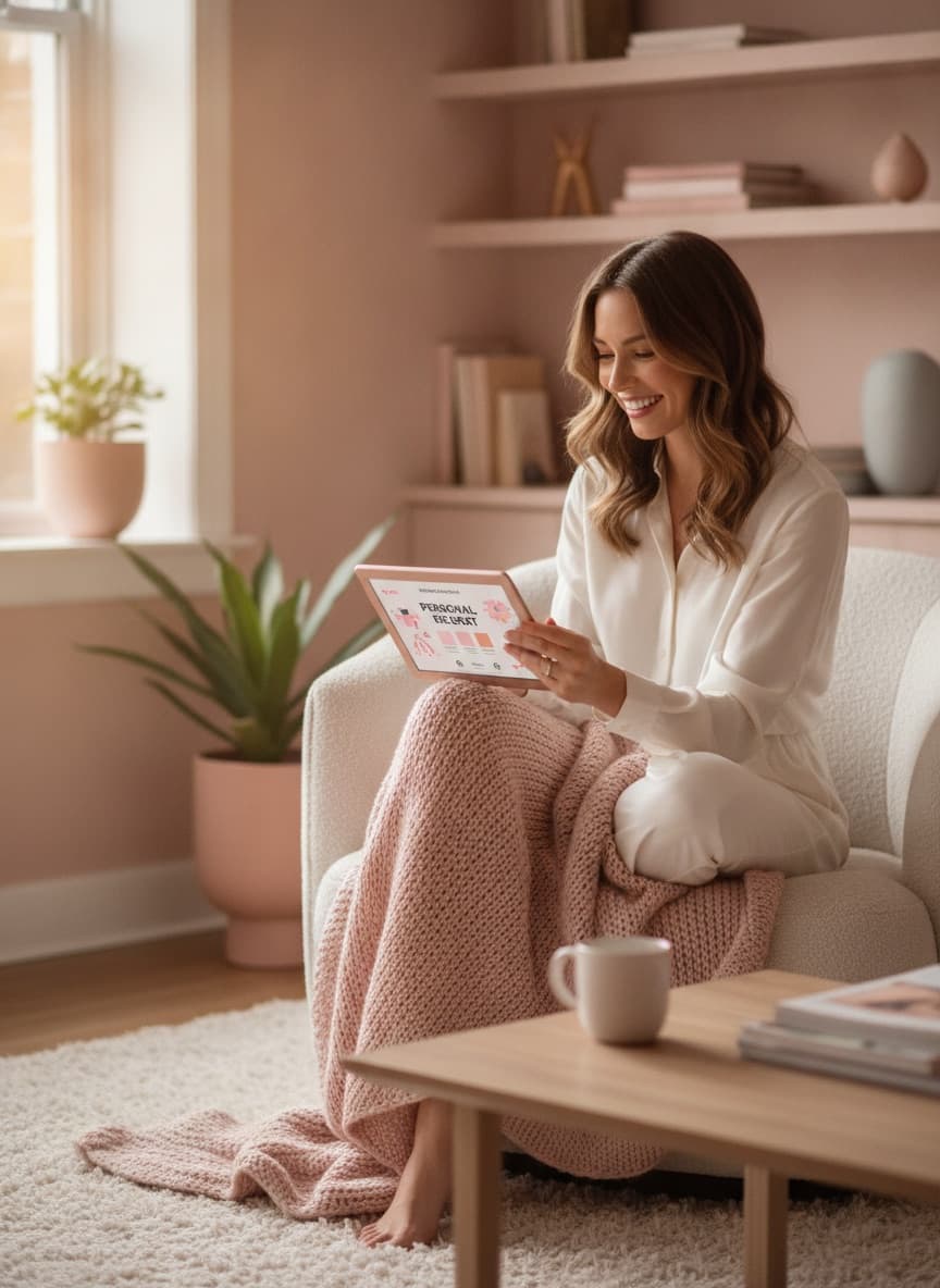 Woman reviewing her personalised style report on a tablet