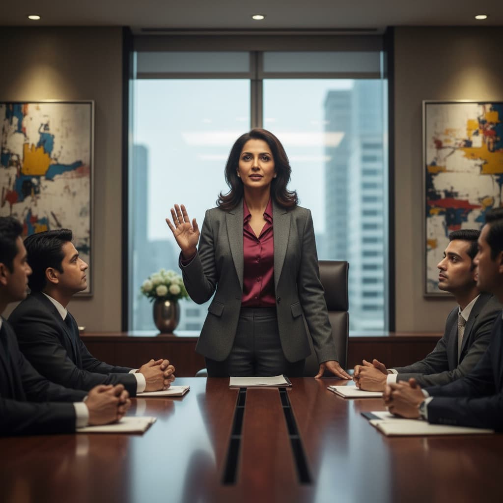Executive woman leading a boardroom meeting