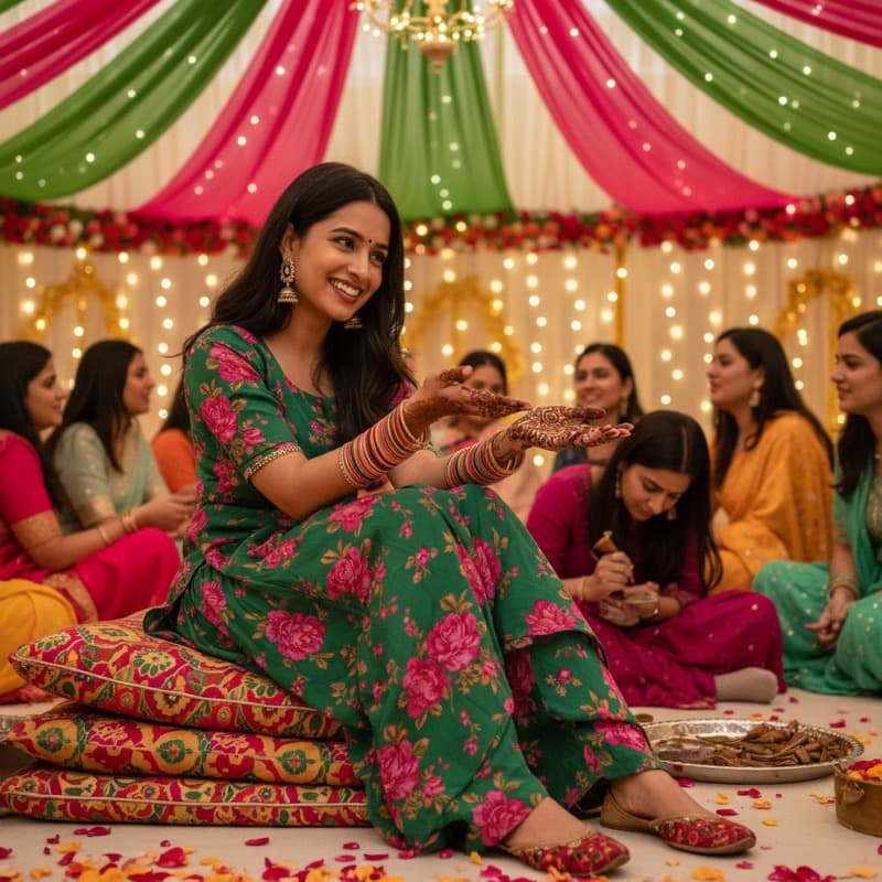 Mehendi wedding guest outfit